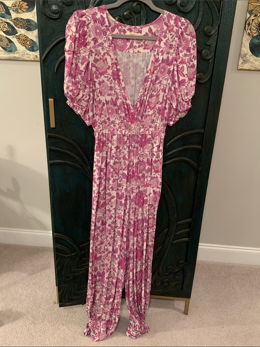 Spell Pink Floral V-Neck Jumpsuit - Picture 3 of 16